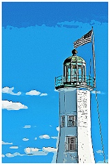 Scituate Lighhouse Tower in Massachusetts - Digital Painting